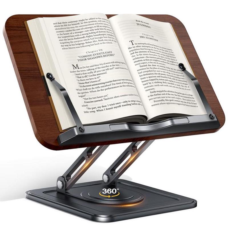 RS-01 Wooden Panel Laptop Support Desktop Book Holder Multifunctional Rotating Reading Stand