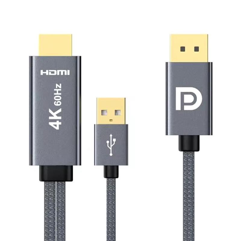 4K 60Hz HD HDMI to DP External Connection Video Adapter Cable, Length: 2m