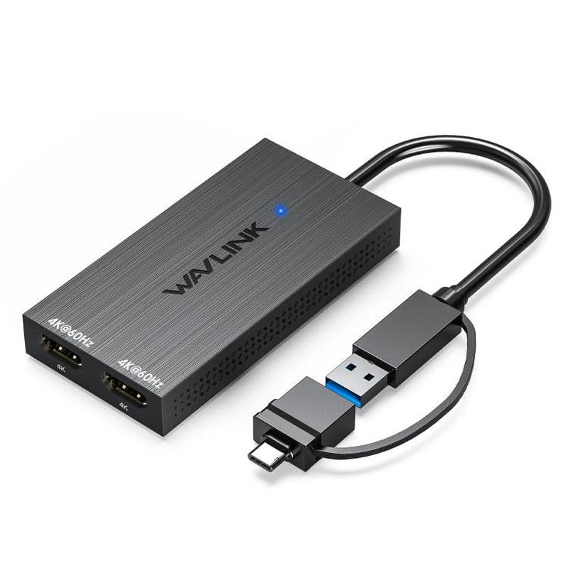 WAVLINK WL-UG6902H USB-A and USB-C / Type-C to Dual HDMI 4K 60Hz Display Adapter(Black)