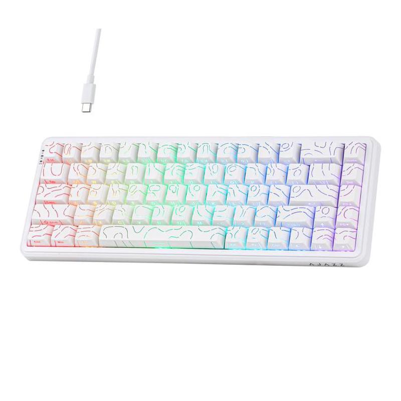Ajazz AK680 MAX Magnetic Shaft Mechanical Wired Keyboard With RGB Light, Color: Contour Line White
