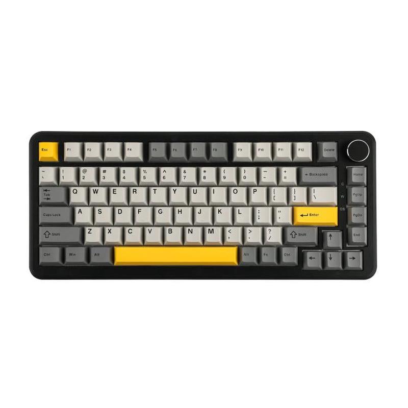 Ajazz AK820 MAX Hot-swappable Gasket 75 Mechanical Keyboard With RGB Light, Spec: Tri-mode Ice Cream Shaft Black Gray Yellow