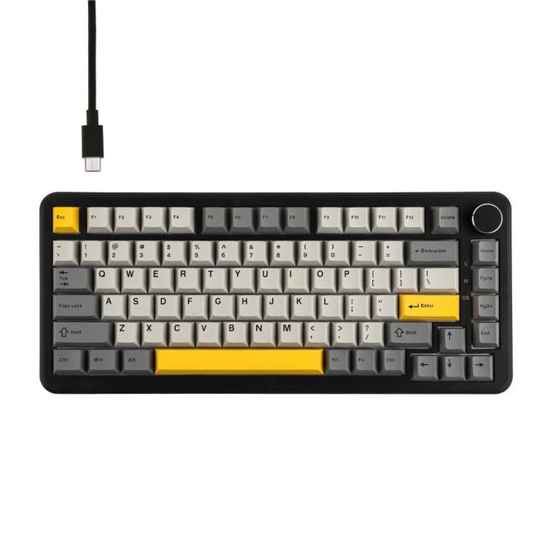 Ajazz AK820 MAX Hot-swappable Gasket 75 Mechanical Keyboard With RGB Light, Spec: Wired Magnetic Shaft Black Gray Yellow