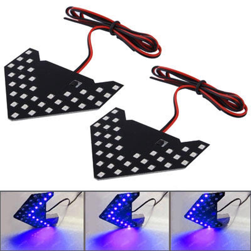 Universal Amber Sequential Blue 33 LED 3528 SMD Arrows Light for Car Side Mirror Turn Signal (Pairs)