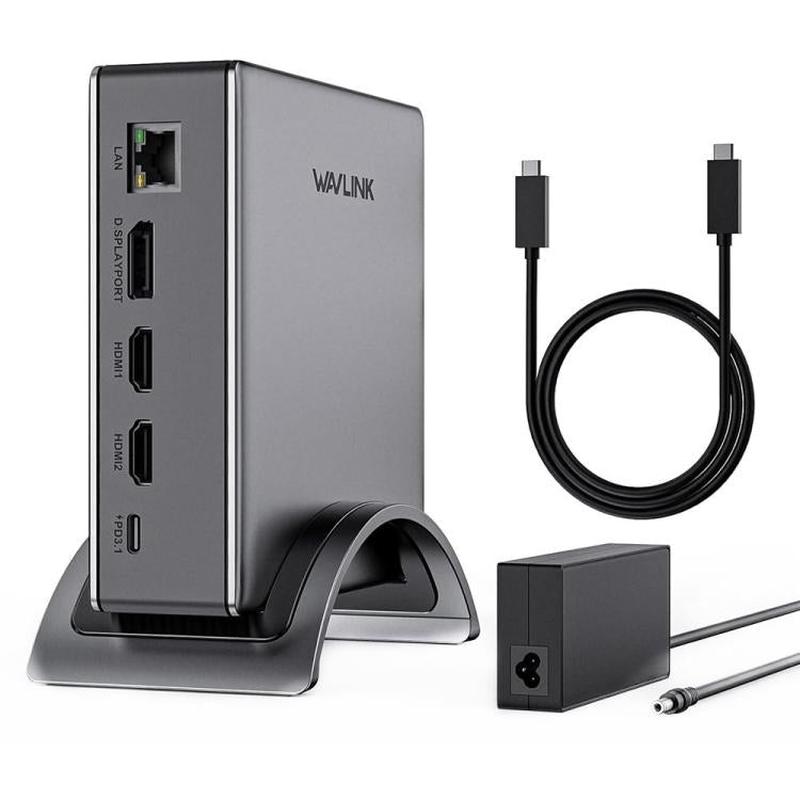 WAVLINK UMD27PRO 8K 30Hz / 4K 144Hz 140W PD HUB Adapter, Plug:UK Plug