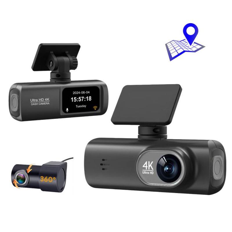 4K Dual Recording WiFi Smartphone Connected Car Dash Cam, Specification: Front+Inside+GPS Track