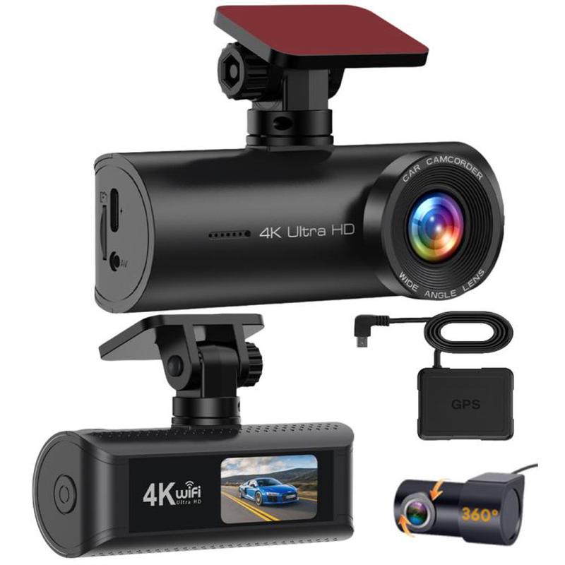 4K Smartphone Connected WiFi High-Definition Dual-Recording Car Dash Cam, Specification: Front+Inside+GPS Track