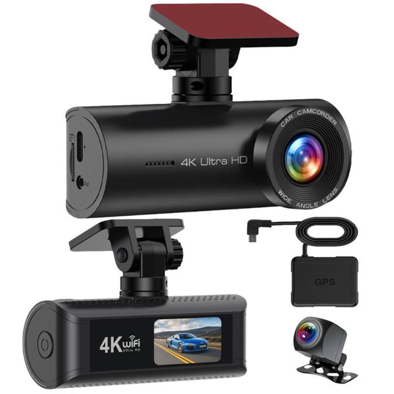 4K Smartphone Connected WiFi High-Definition Dual-Recording Car Dash Cam, Specification: Front+Rear+GPS Track