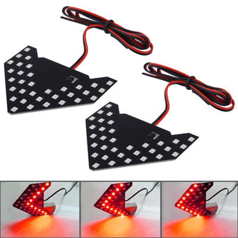 Universal Amber Sequential Red 33 LED 3528 SMD Arrows Light for Car Side Mirror Turn Signal (Pairs)