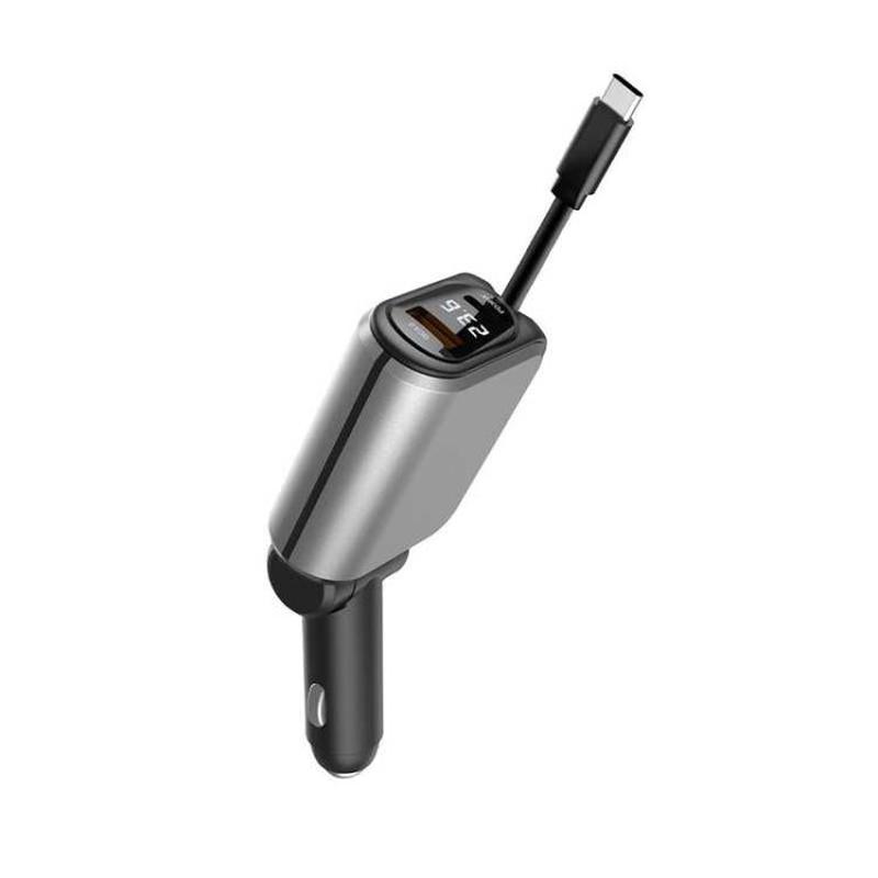 A25 QC3.0 / PD36W Fast Car Phone Charger with Cable(Grey)