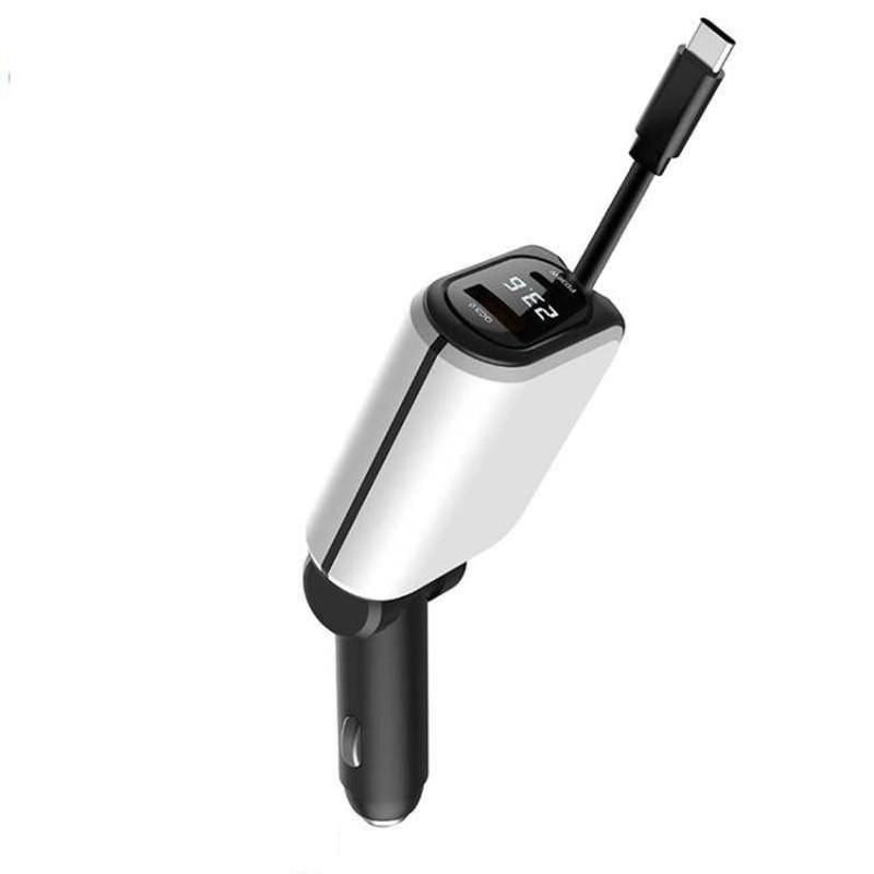 A25 QC3.0 / PD36W Fast Car Phone Charger with Cable(White)