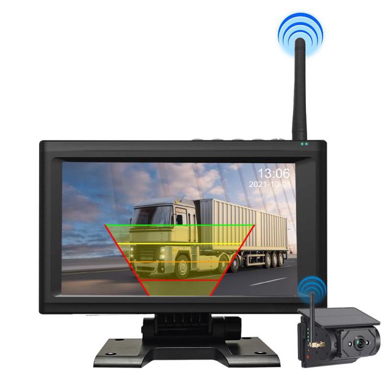 Car Wireless Magnetic Solar-Powered High-Definition Camera Dashcam(7 Inch Monitor + 1 Webcam)