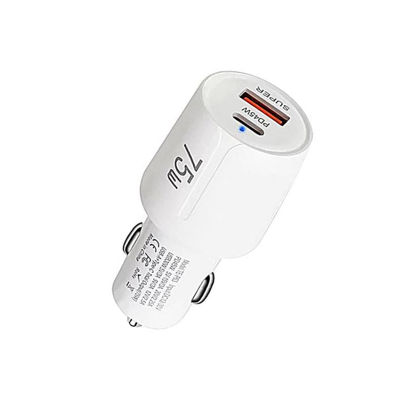 TE-P63 PD45W USB-C+USB 3.0 Multi Compatibility Protocol Car Charger(White)