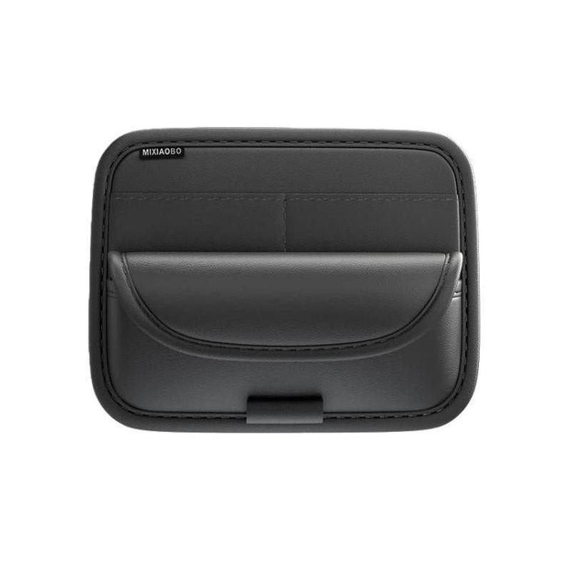 Universal Large-Capacity Sun Visor Organizer For Cars Multi-Functional Eyeglass Clip & Ticket/Card Storage Bag(Black)