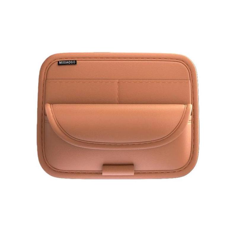 Universal Large-Capacity Sun Visor Organizer For Cars Multi-Functional Eyeglass Clip & Ticket/Card Storage Bag(Orange)