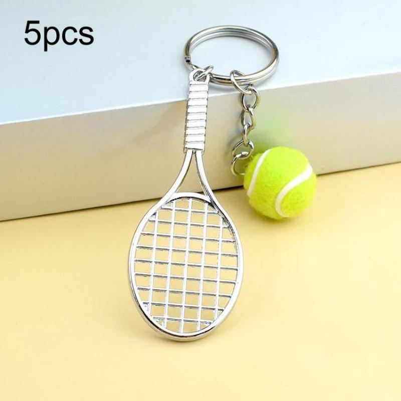 A-035 5pcs Creative Tennis Keychain Metal Pendant Souvenir Gift