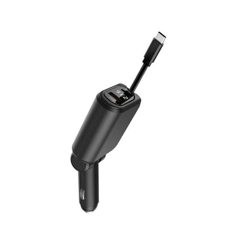 A25 QC3.0 / PD36W Fast Car Phone Charger with Cable(Black)