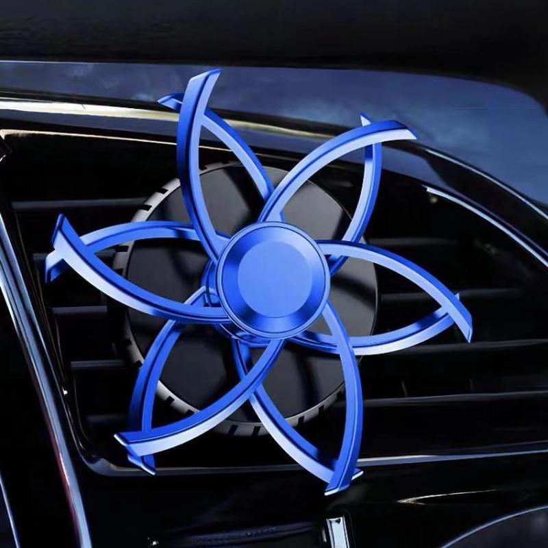 Car Air Vent Ornament With Fragrance Pads Rotating Snowflake Spider Automotive Decoration, Style: Snowflake Blue