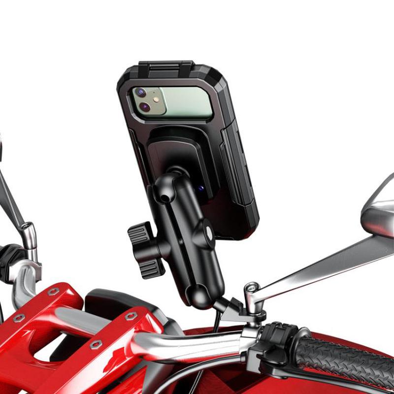 Motorcycle Heightened Rainproof Case Mount Bicycle Waterproof Box Phone Holder, Style: Large Rearview Mirror