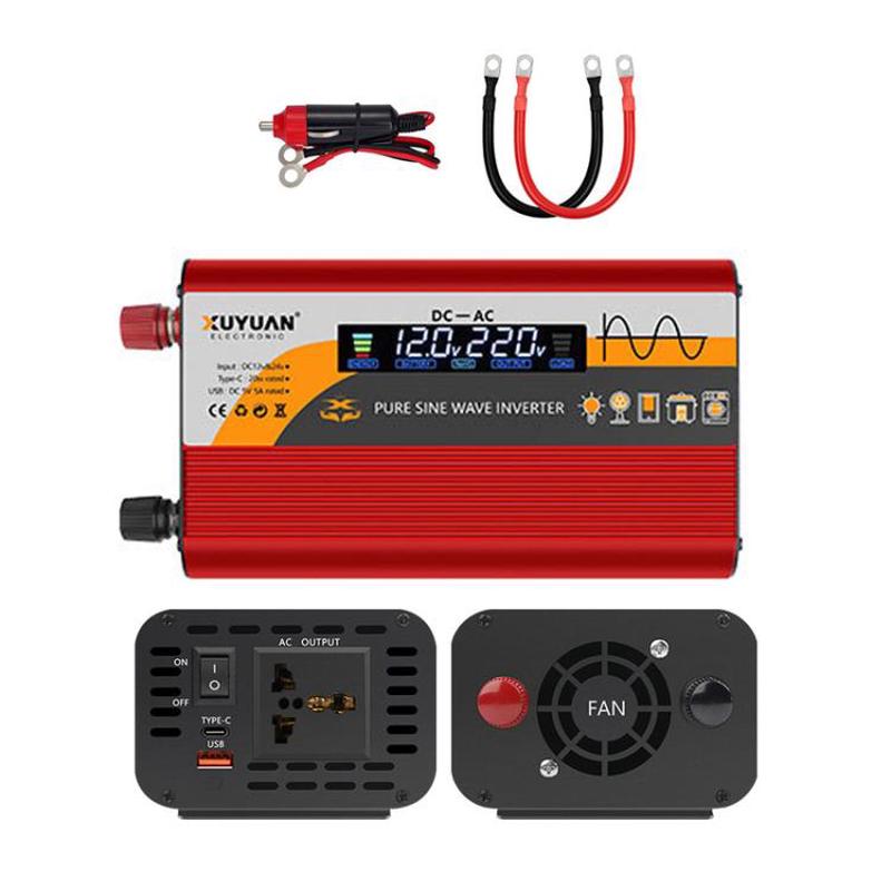 12V / 24V To 220V Pure Sine Wave Inverter Universal Car Power Converter, Spec: 800W Red