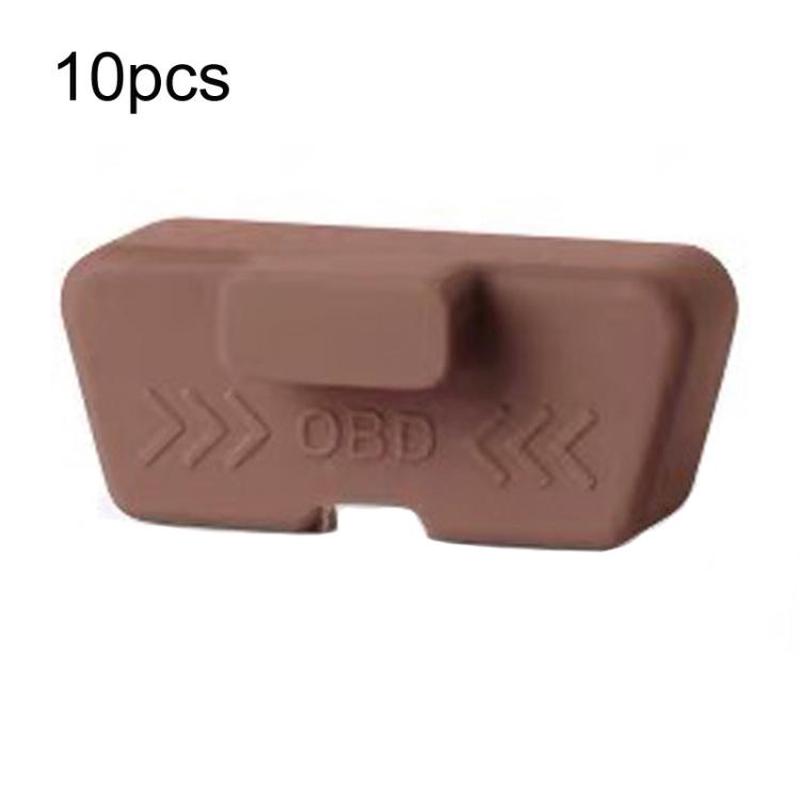 10pcs OBD Protection Cover Vehicle Diagnostic Port Protective Shield(Brown)