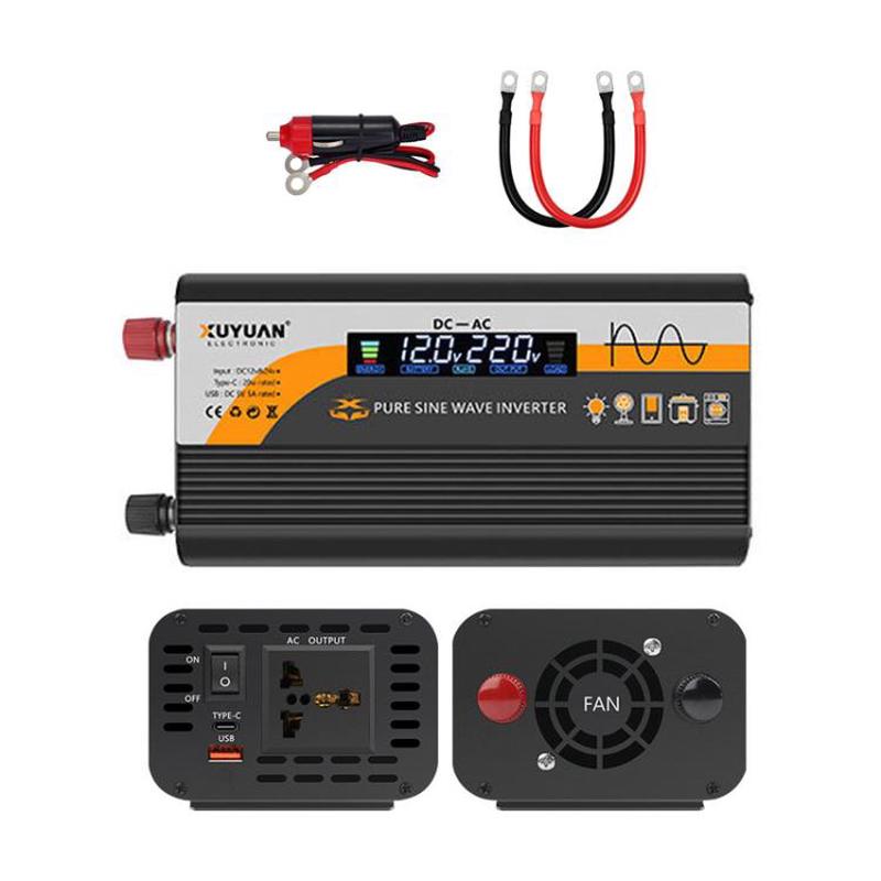 12V / 24V To 220V Pure Sine Wave Inverter Universal Car Power Converter, Spec: 1400W Black