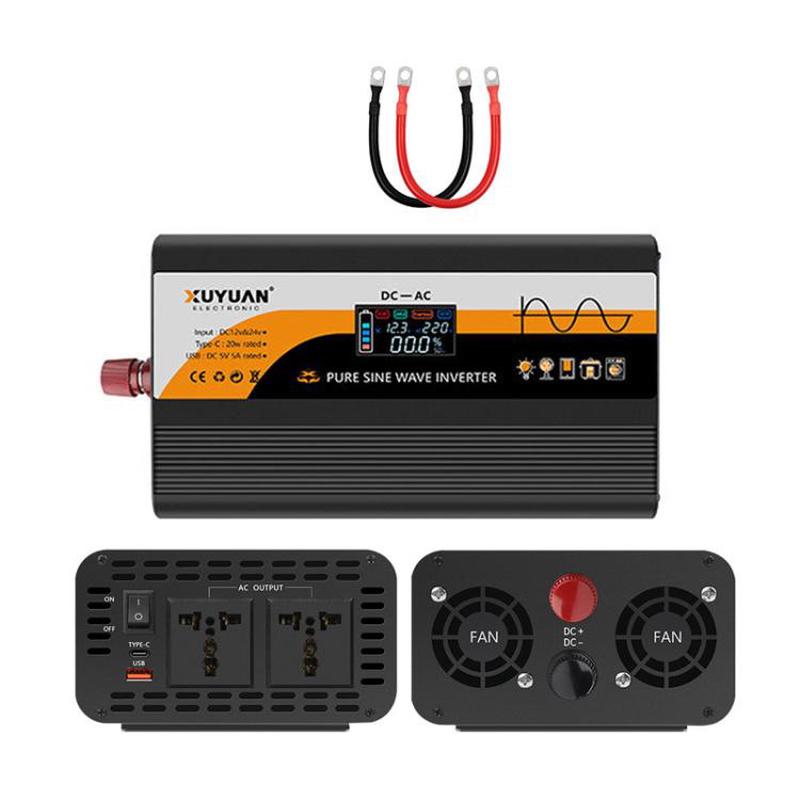 12V / 24V To 220V Pure Sine Wave Inverter Universal Car Power Converter, Spec: 3000W Black