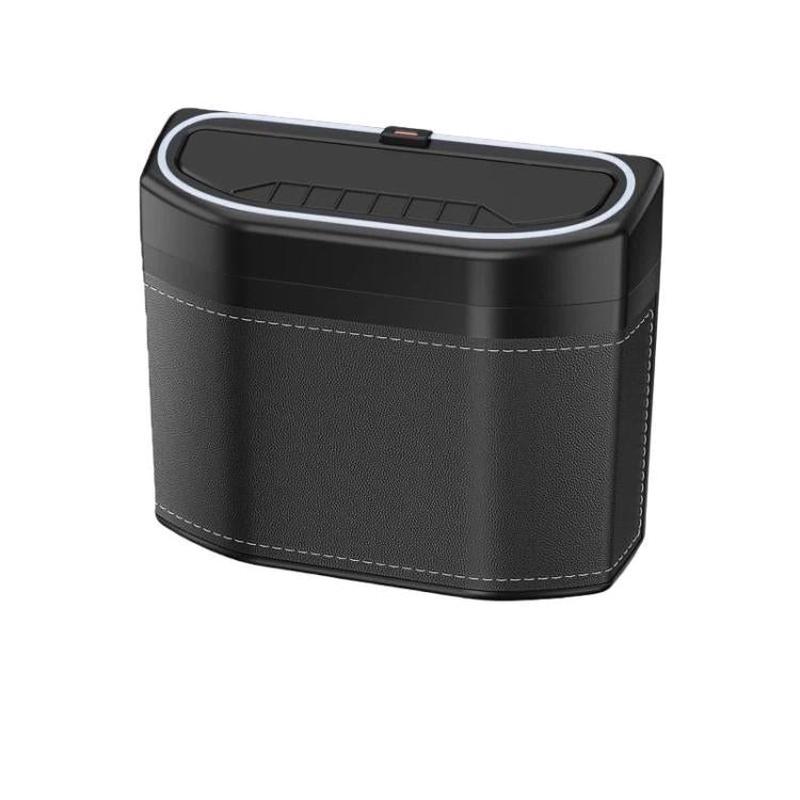 Car Trash Can Side-mounted Storage Box With Light(Black)