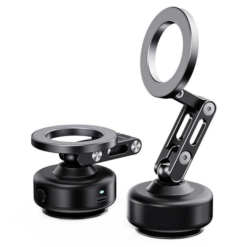 X93 360 Degree Rotation Electric Vacuum Suction Cup Aluminum Alloy Magnetic Car Cellphone Mount(Black)