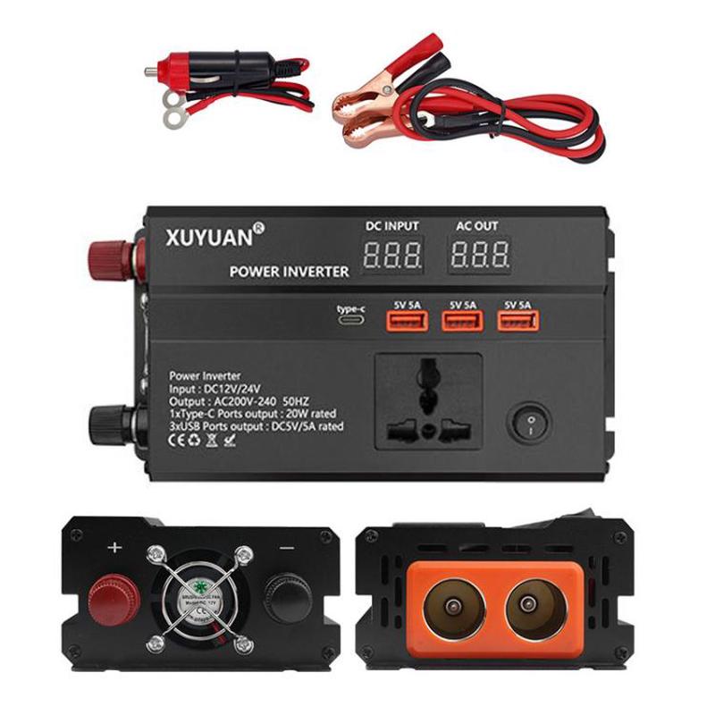 XUYUAN 12V / 24V To 220V Car Power Inverter LED Display Power Converter, Spec: 600W