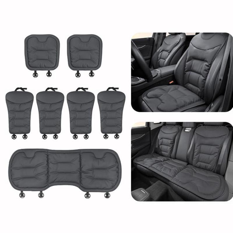Car Seat Cushion Thickened Non-Slip Front Rear Seat Cushions, Spec: 7pcs Seat Cushion Black