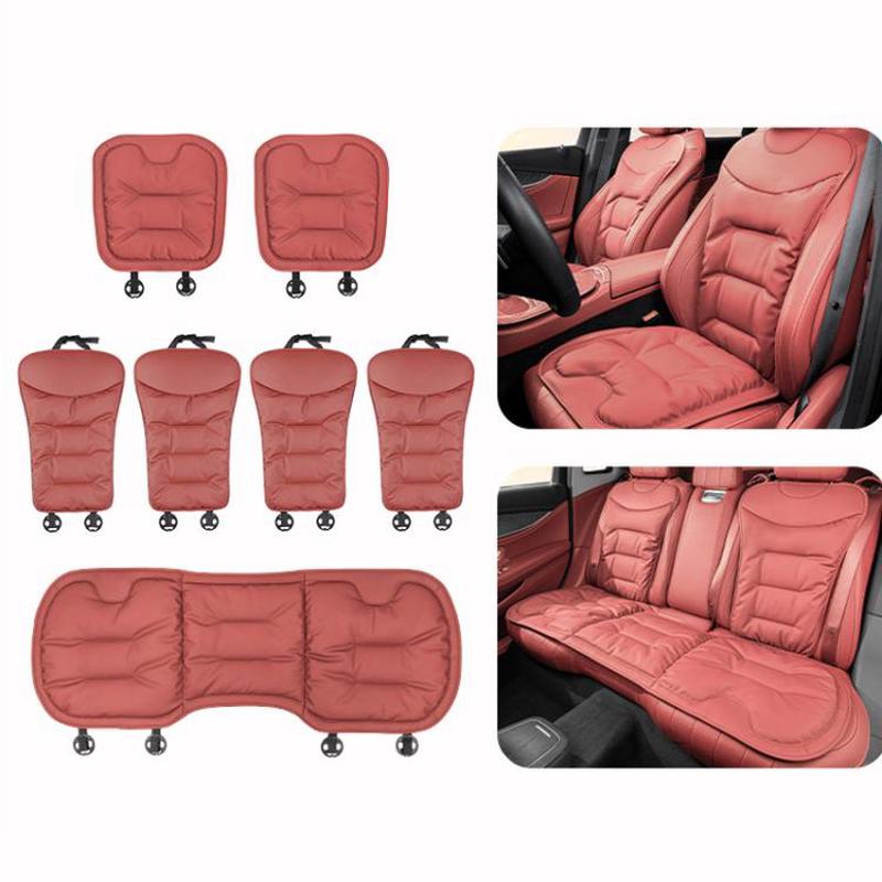 Car Seat Cushion Thickened Non-Slip Front Rear Seat Cushions, Spec: 7pcs Seat Cushion Red