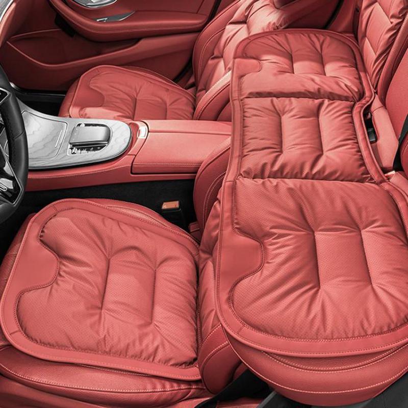 Car Seat Cushion Thickened Non-Slip Front Rear Seat Cushions, Spec: 3pcs Perforated Seat Cushion Red