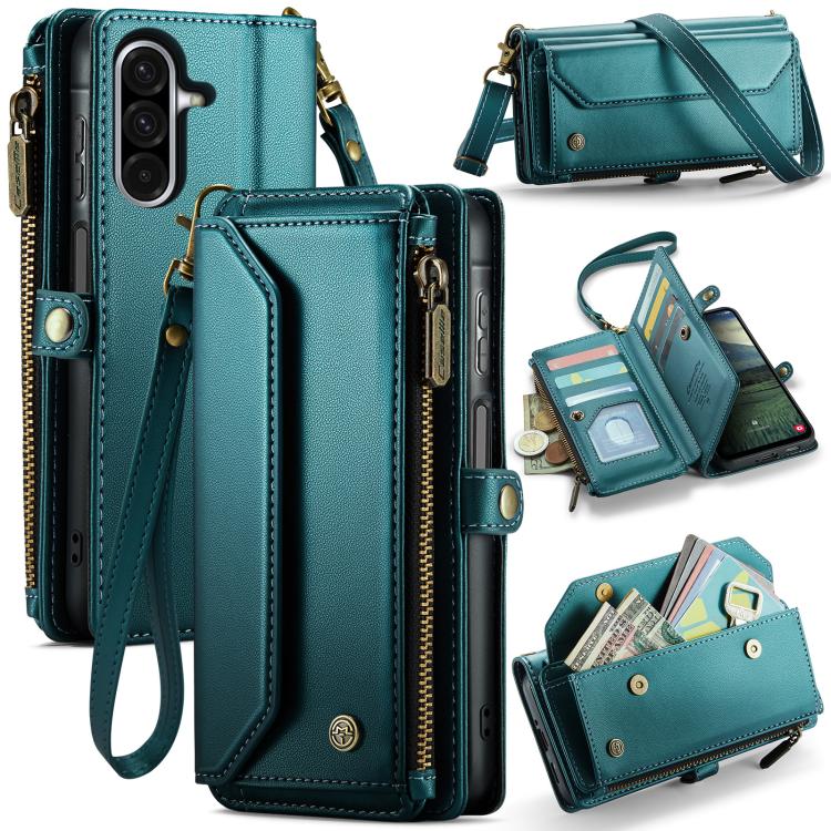 For Samsung Galaxy A17 4G CaseMe C36 Card Slots Zipper Wallet RFID Anti-theft Leather Phone Case(Blue)
