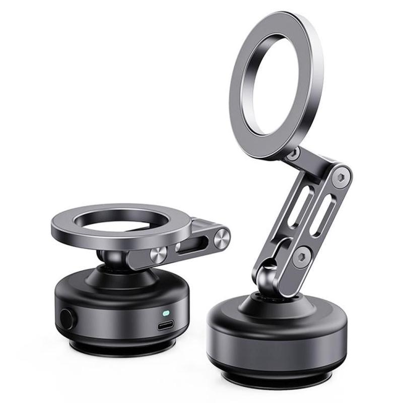 X93 360 Degree Rotation Electric Vacuum Suction Cup Aluminum Alloy Magnetic Car Cellphone Mount(Grey)