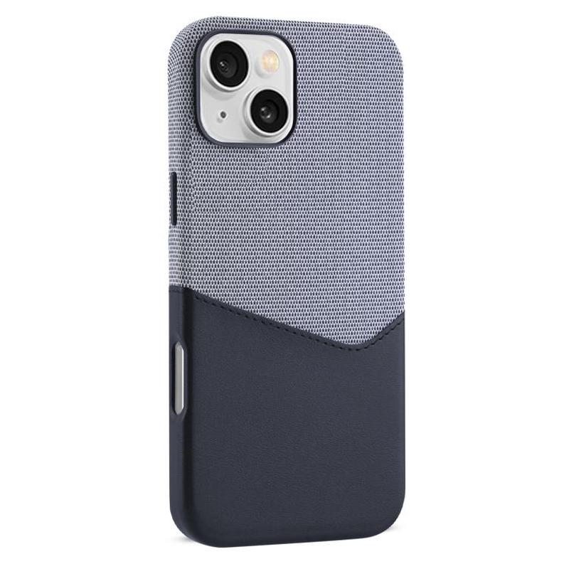 For iPhone 15 Kalebol Cloth Textue Stitching Card Slot Magnetic Phone Case(Black)