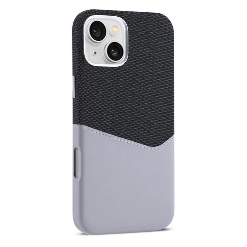 For iPhone 15 Kalebol Cloth Textue Stitching Card Slot Magnetic Phone Case(Gray)