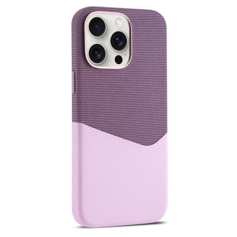 For iPhone 15 Pro Kalebol Cloth Textue Stitching Card Slot Magnetic Phone Case(Pink)