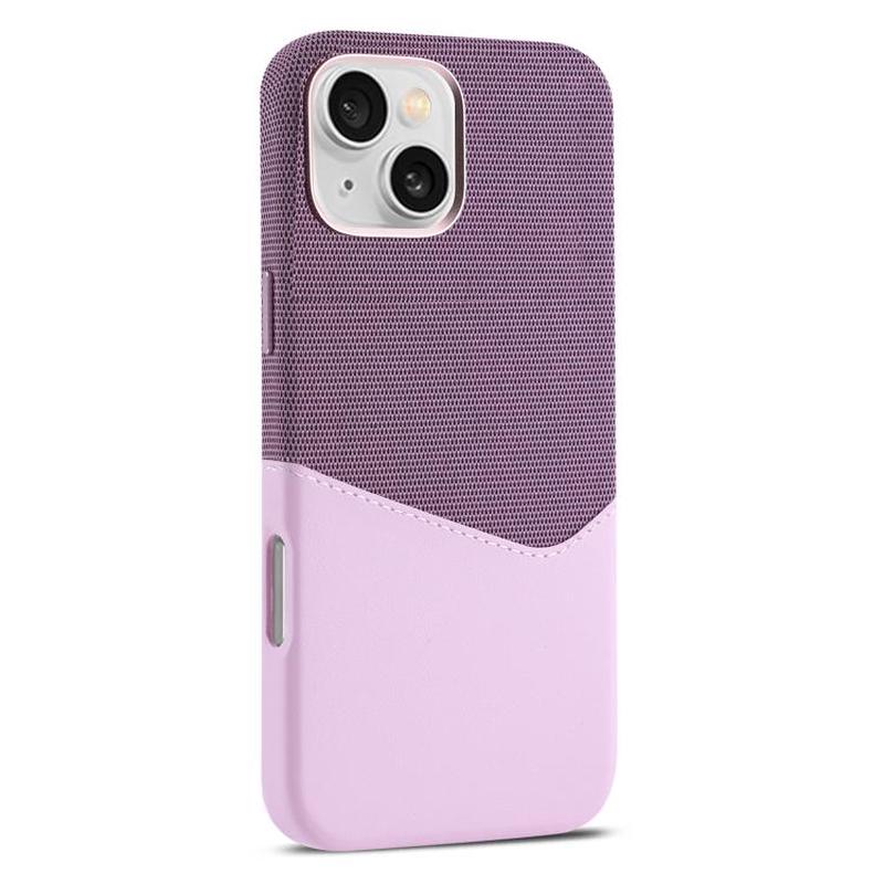 For iPhone 15 Kalebol Cloth Textue Stitching Card Slot Magnetic Phone Case(Pink)