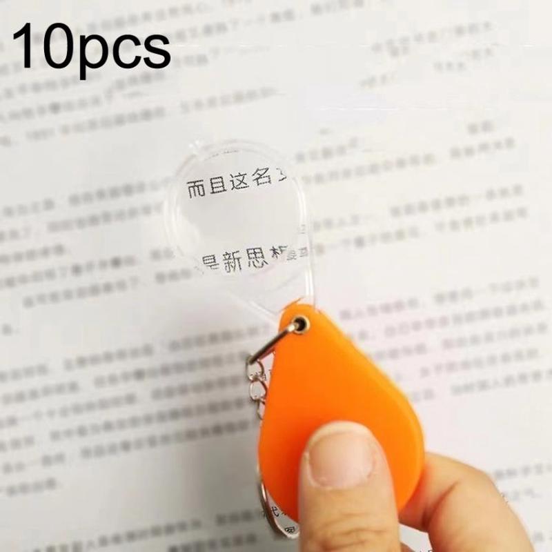 10pcs 10XFold Portable Home Students And Elderly People Hold HD Mini Magnifier Keychain(Orange)