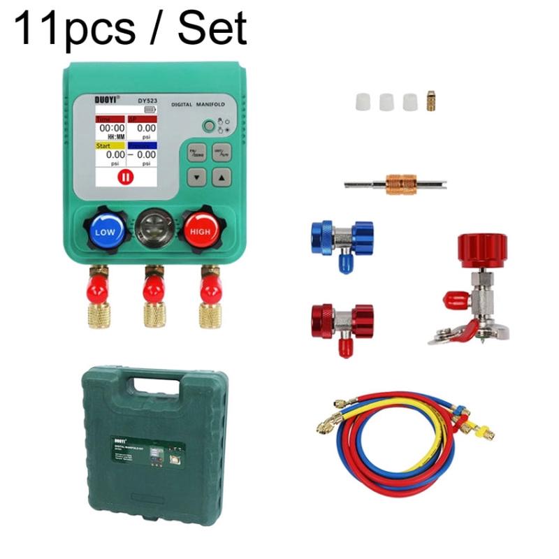 11pcs / Set DUOYI DY523 Automotive Vacuum Pressure Gauge Liquid Charge Fluorine Repair Electronic Refrigerant Meter