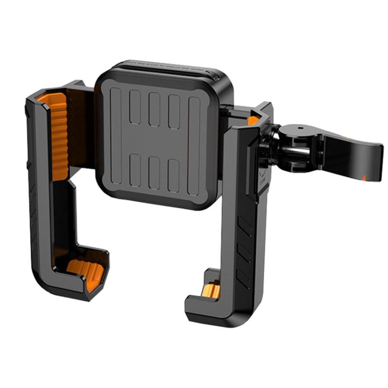 YYS-615 Motorcycle Bicycle Semi-Wrapped Riding Navigation Cell Phone Holder(Black+Orange)