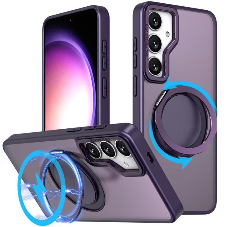 For Samsung Galaxy S24+ 5G Kalebol 360-degree Rotating MagSafe Magnetic Holder Phone Case(Purple)
