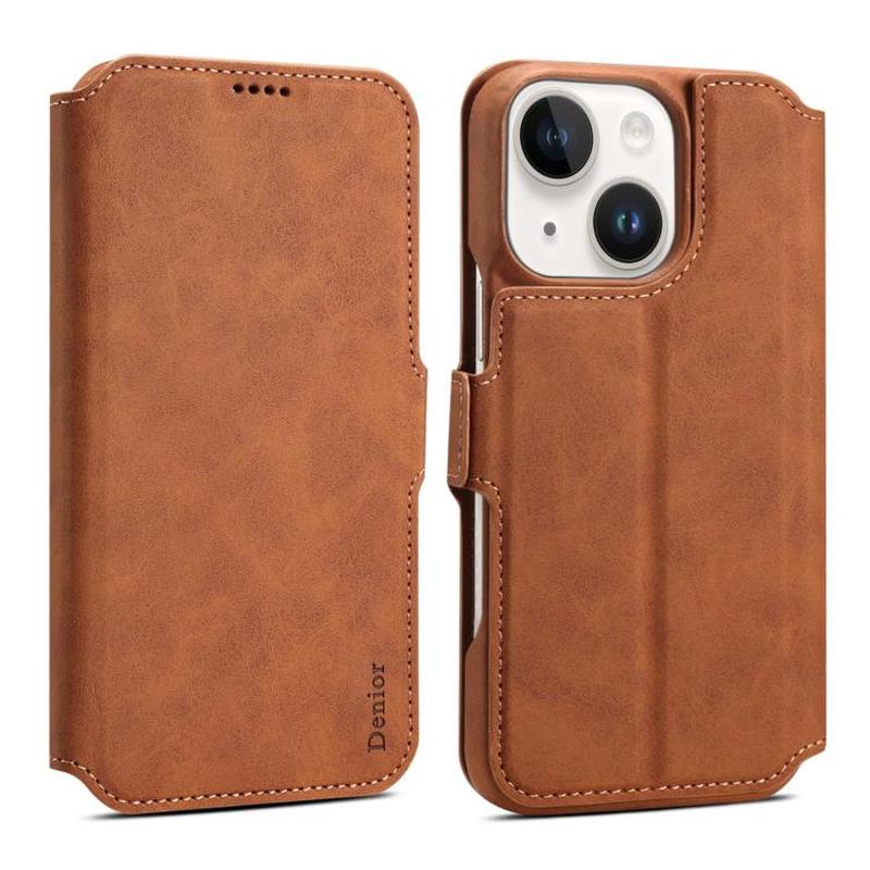 For iPhone 15 Denior B07 MagSafe Detachable Leather Phone Case(Brown)