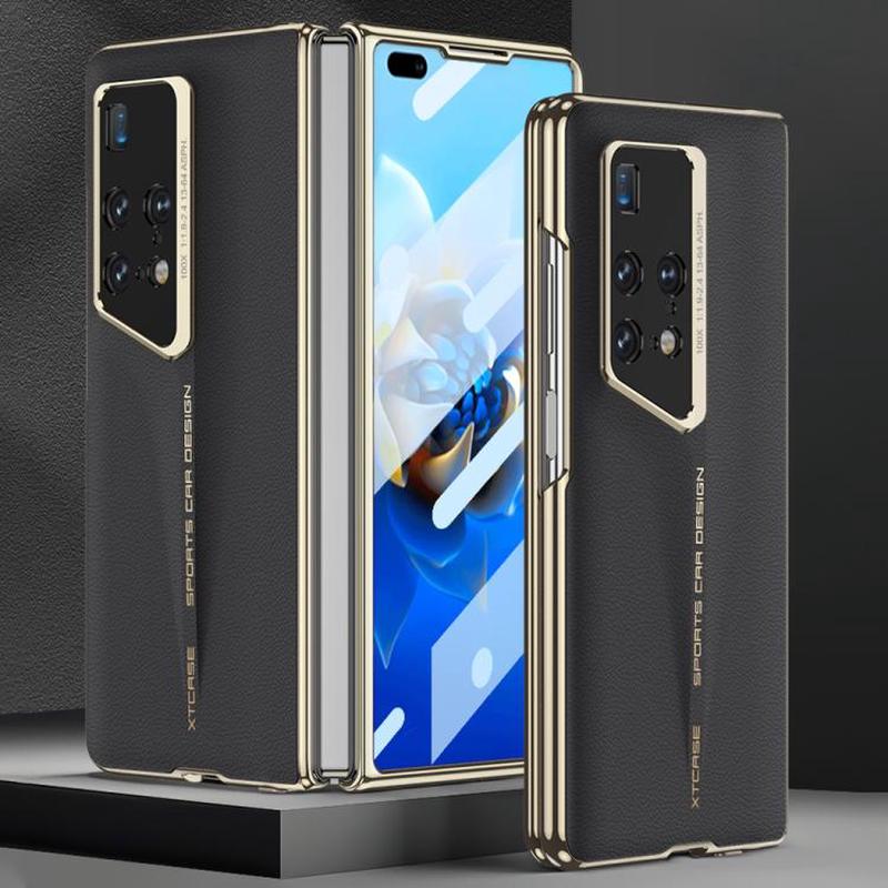 For Huawei Mate X2 GKK Blade Phantom Plain Leather Folding Phone Case(Black)