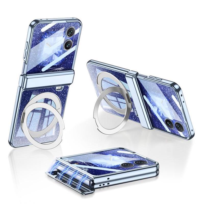 For Honor Magic V Flip 2 GKK Integrated Folding Magnetic Hinge Phantom Phone Case with Rotating Stand(Blue)