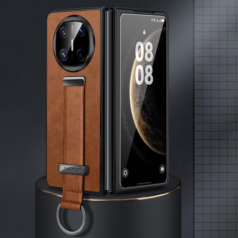 For Huawei Mate X6 SULADA PC Hybrid Leather Texture Skin Feel Shockproof Phone Case(Brown)