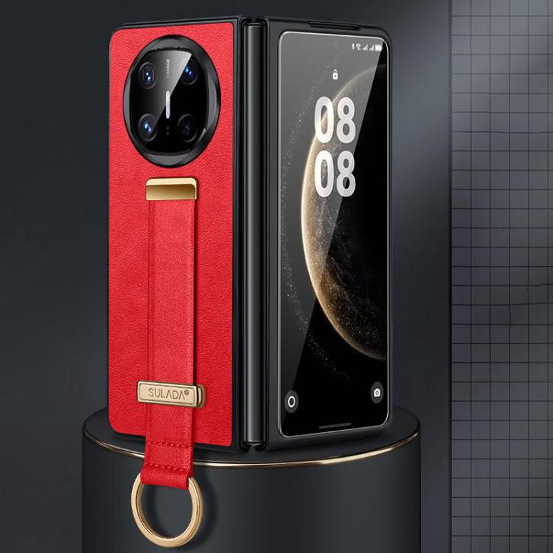 For Huawei Mate X6 SULADA PC Hybrid Leather Texture Skin Feel Shockproof Phone Case(Red)