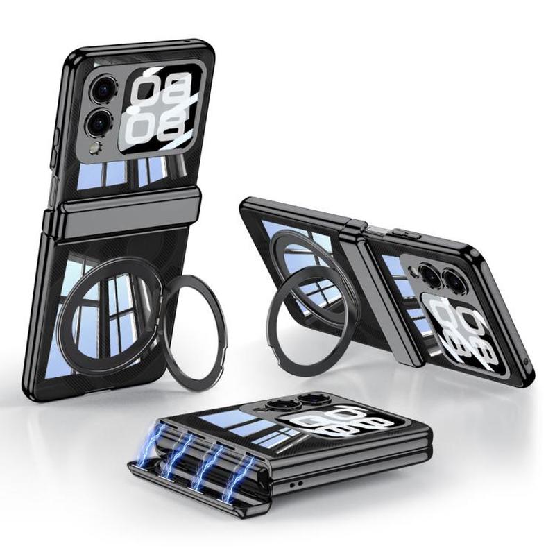 For Huawei nova Flip GKK Folding Magnetic Hinge Phantom Phone Case with Rotating Stand(Black)