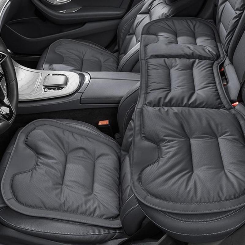 Car Seat Cushion Thickened Non-Slip Front Rear Seat Cushions, Spec: 3pcs Perforated Seat Cushion Black