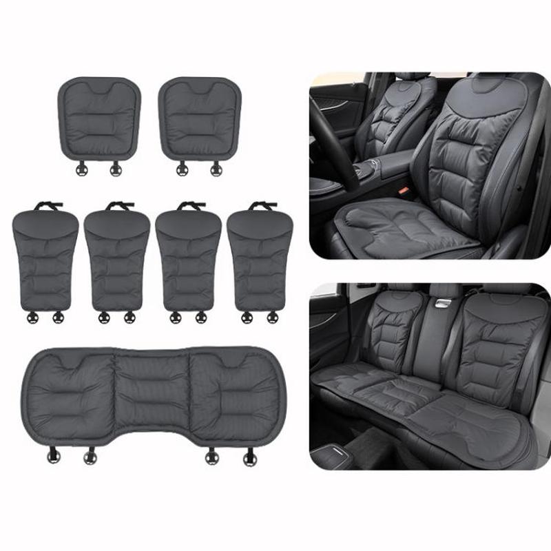 Car Seat Cushion Thickened Non-Slip Front Rear Seat Cushions, Spec: 7pcs Perforated Seat Cushion Black